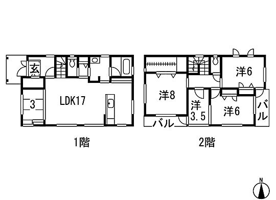 Floor plan. 34,500,000 yen, 4LDK + S (storeroom), Land area 115.9 sq m , Building area 105.98 sq m 4LDK
