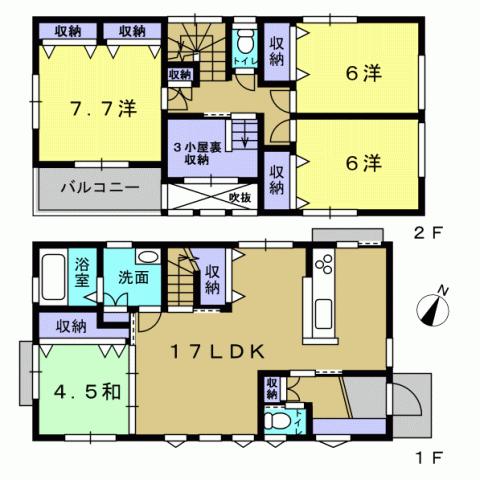 Floor plan. 40,800,000 yen, 4LDK, Land area 106.25 sq m , Building area 106.82 sq m 4LDK