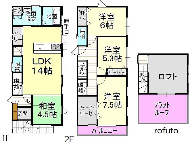 Floor plan. 38,800,000 yen, 4LDK + 2S (storeroom), Land area 102.94 sq m , Building area 98.53 sq m