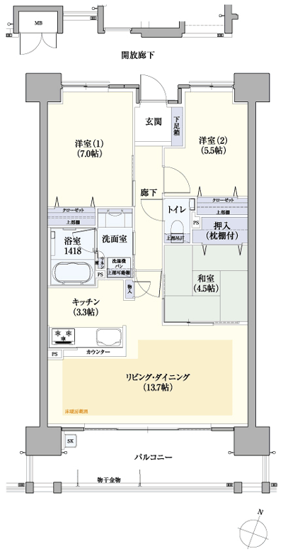 Floor: 3LDK, occupied area: 73.02 sq m, Price: 27,962,000 yen ~ 30,871,000 yen