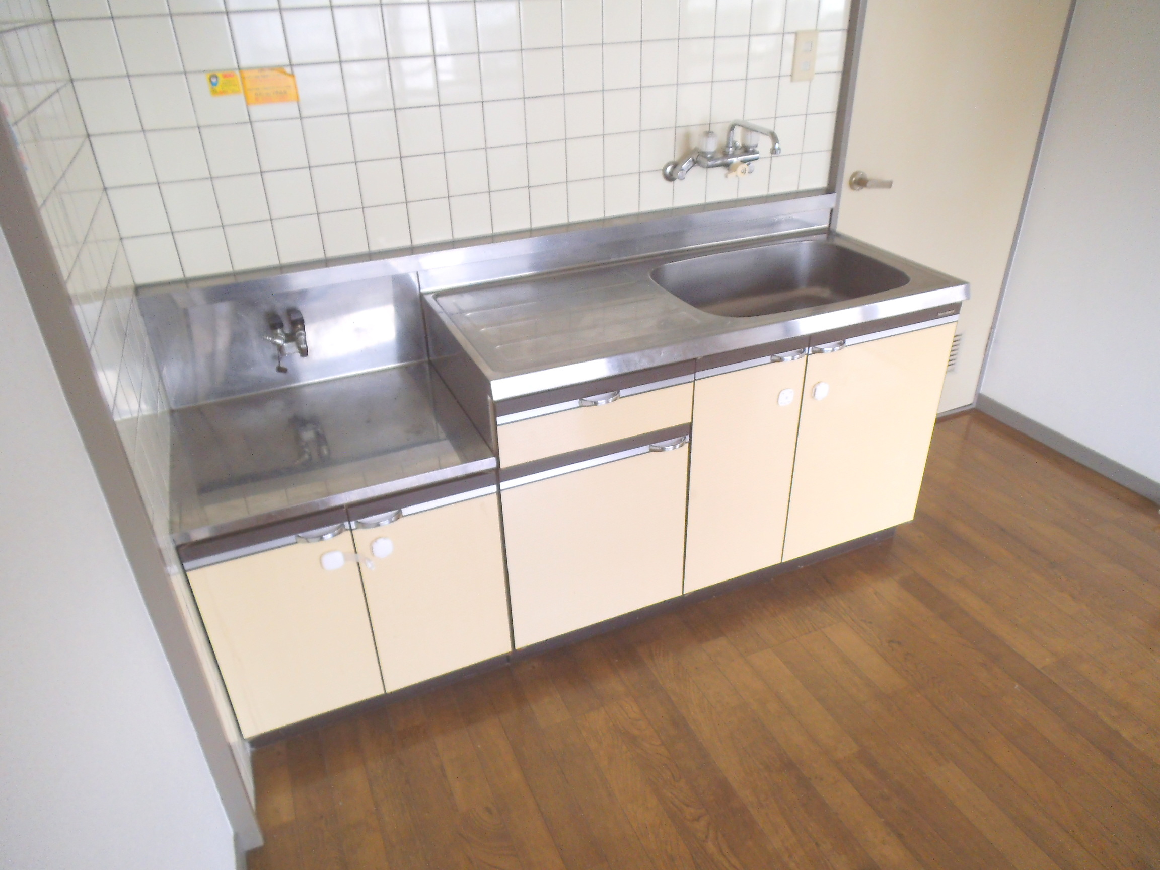 Kitchen. Gas stove also is there is also a refrigerator space you put a two-necked