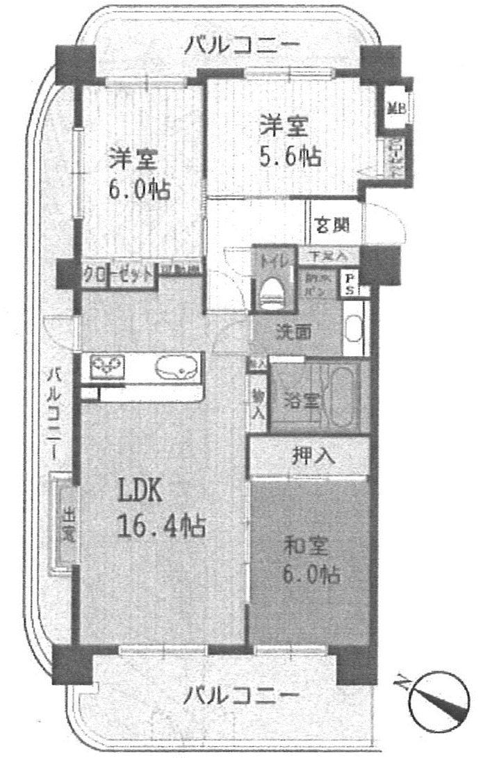 Floor plan. 3LDK, Price 23.8 million yen, Footprint 75.1 sq m , Balcony area 31.69 sq m 3LDK (75.10 sq m) Three-sided balcony in the corner room