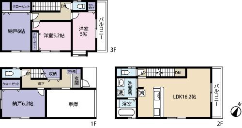Floor plan. 37,800,000 yen, 3LDK + S (storeroom), Land area 71.89 sq m , Building area 110.97 sq m LDK16.22 Pledge, Hiroshi 6 Pledge, Hiroshi 6 Pledge, Hiroshi 5.27 Pledge