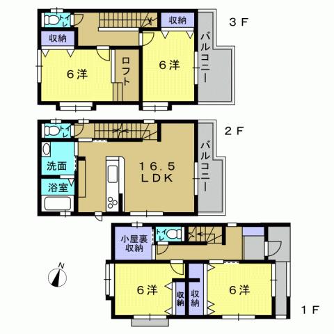 Floor plan. 38,500,000 yen, 4LDK, Land area 85.42 sq m , Building area 105.15 sq m 4LDK