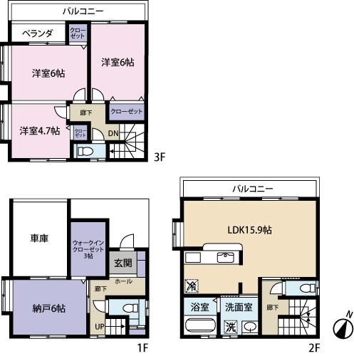 Floor plan. 36,800,000 yen, 3LDK + S (storeroom), Land area 71.89 sq m , Building area 110.97 sq m LDK15.95 Pledge, Hiroshi 6 Pledge, Hiroshi 6 Pledge, Hiroshi 4.77 Pledge