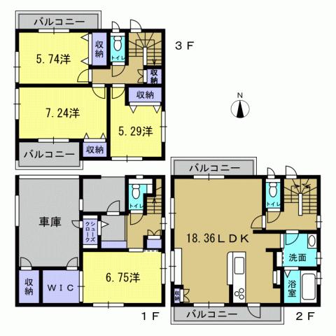 Floor plan. 36,850,000 yen, 4LDK, Land area 89.47 sq m , Building area 130.82 sq m 4LDK
