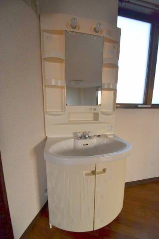 Washroom. With happy washbasin