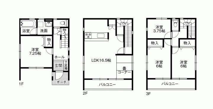 Floor plan. 42,140,000 yen, 3LDK + S (storeroom), Land area 75.54 sq m , Building area 107.98 sq m