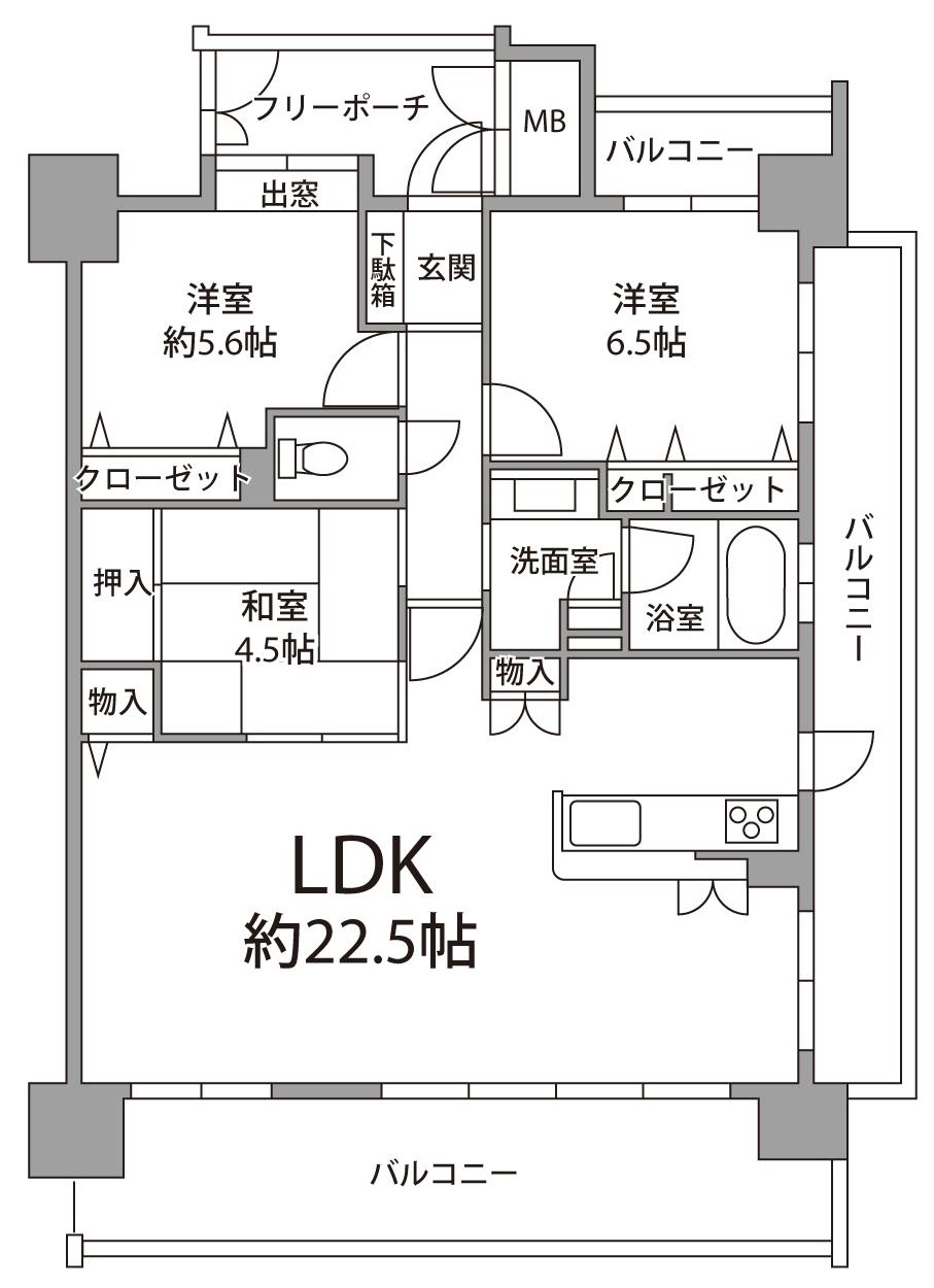 Floor plan. 3LDK, Price 28.5 million yen, Footprint 82.5 sq m , Balcony area 31.42 sq m 3LDK (82.50 sq m +31.42 sq m)