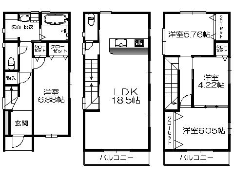 Floor plan. 26.5 million yen, 4LDK, Land area 73.71 sq m , Between the building area 101.35 sq m floor plan present state priority