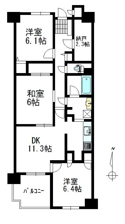 Floor plan. 3DK + S (storeroom), Price 12.9 million yen, Occupied area 72.81 sq m , Balcony area 6.64 sq m