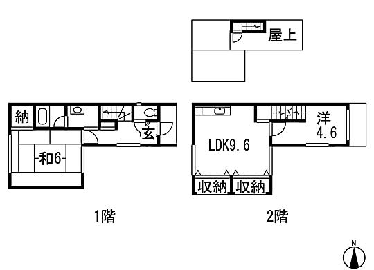 Floor plan. 15.5 million yen, 2LDK, Land area 40.31 sq m , Building area 59.62 sq m 2LDK