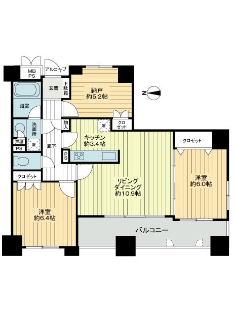 Floor plan. 2LDK + S (storeroom), Price 24,800,000 yen, Occupied area 70.58 sq m , Balcony area 14.58 sq m floor plan
