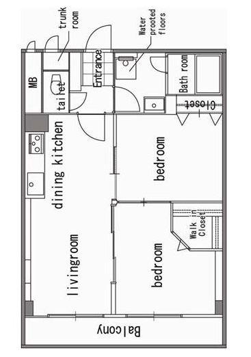 Floor plan. 2LDK, Price 12.8 million yen, Footprint 53.4 sq m , Balcony area 17.64 sq m