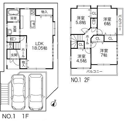 Compartment view + building plan example. Building plan example, Land price 15.8 million yen, Land area 142.95 sq m , Building price 15 million yen, Building area 99.98 sq m building set price Land + building = 30,800,000 yen