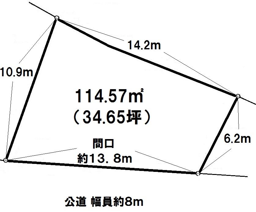 Compartment figure. 34,800,000 yen, 4LDK, Land area 114.57 sq m , Widely building area 101.64 sq m frontage, Front road is also a wide road with 8m