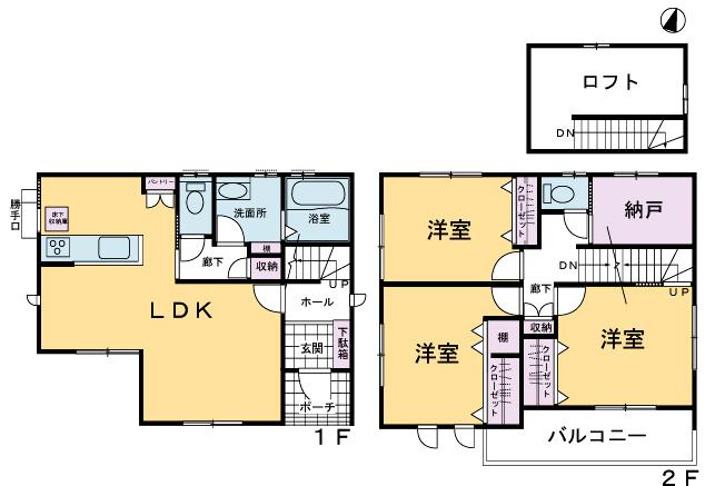 Floor plan. 27,800,000 yen, 3LDK + S (storeroom), Land area 91.16 sq m , Building area 94.81 sq m