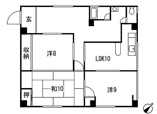 Floor plan. 3LDK, Price 8 million yen, Footprint 102.72 sq m 3LDK