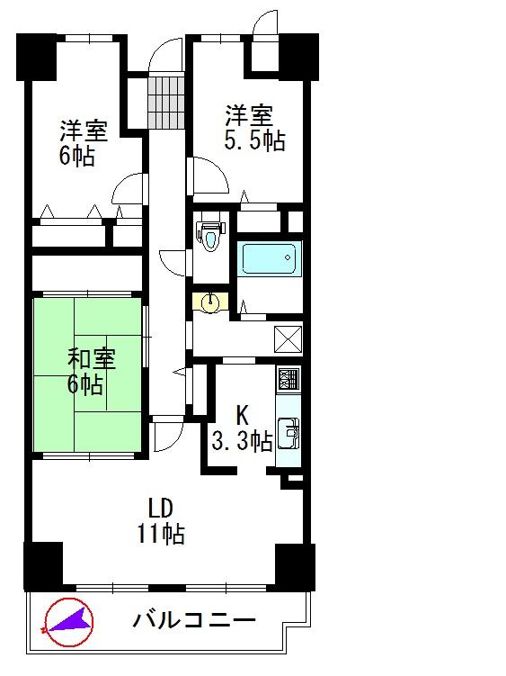 Floor plan. 3LDK, Price 16.8 million yen, Footprint 72.1 sq m , Balcony area 9.15 sq m floor plan