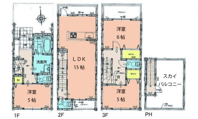 Floor plan. 28.5 million yen, 3LDK, Land area 51.93 sq m , Building area 82.95 sq m