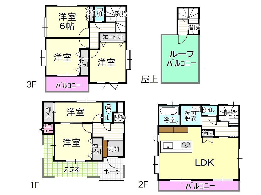 Floor plan. 46,800,000 yen, 5LDK, Land area 104.23 sq m , Building area 123.7 sq m