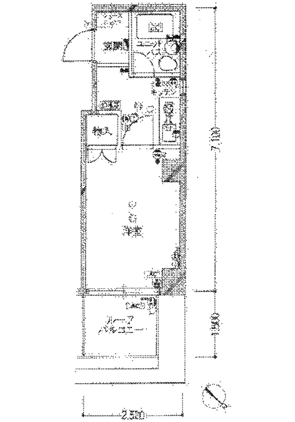 Floor plan. 1K, Price 2.5 million yen, Occupied area 17.57 sq m , Balcony area 3 sq m
