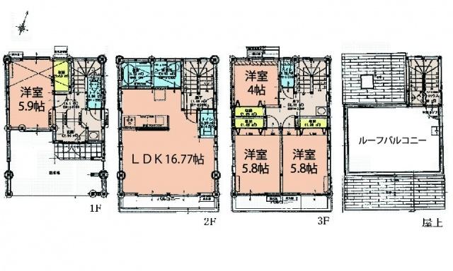 Floor plan. 33,800,000 yen, 4LDK, Land area 70 sq m , Building area 122.1 sq m