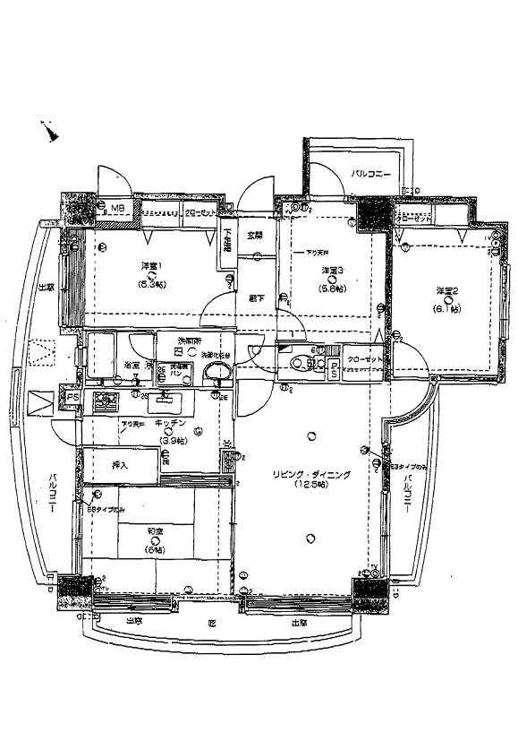 Floor plan. 4LDK, Price 25 million yen, Occupied area 82.59 sq m , Balcony area 18.37 sq m