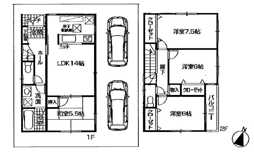Floor plan. 34,800,000 yen, 4LDK, Land area 99.91 sq m , Building area 92.34 sq m