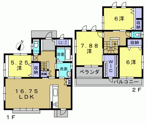 Floor plan. 41,800,000 yen, 4LDK, Land area 135.75 sq m , Building area 107.85 sq m 4LDK