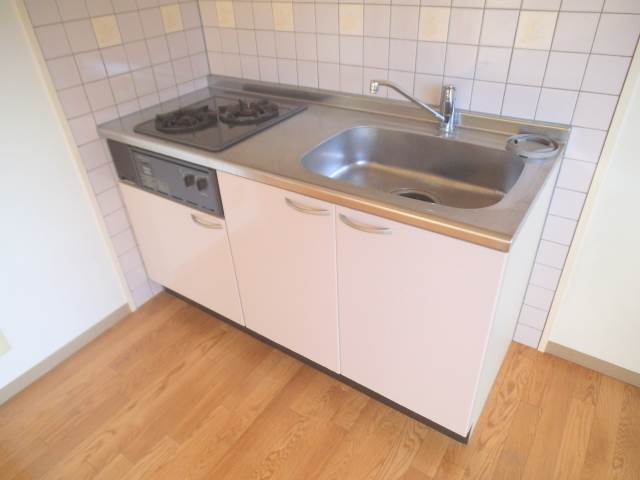 Kitchen. This is a system kitchen stove 2-neck type