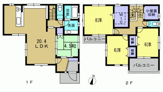 Floor plan. 51,900,000 yen, 4LDK, Land area 113.23 sq m , Building area 108.2 sq m 4LDK