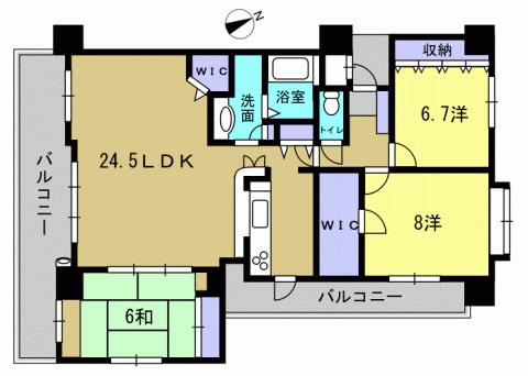 Floor plan. 3LDK, Price 32,900,000 yen, Occupied area 98.21 sq m , Balcony area 22.97 sq m 3LDK