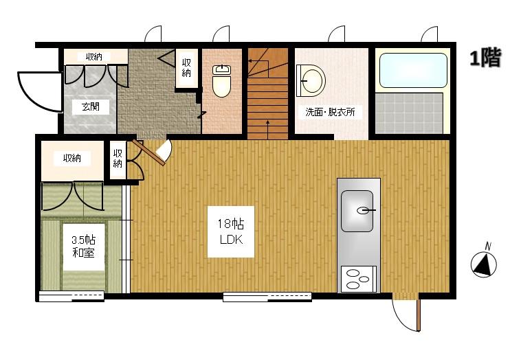 Floor plan. 50,800,000 yen, 4LDK, Land area 102.42 sq m , Building area 100.77 sq m Floor Plan (1st floor)