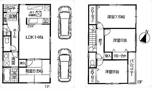 Floor plan. 32,800,000 yen, 4LDK, Land area 99.91 sq m , Building area 92.34 sq m