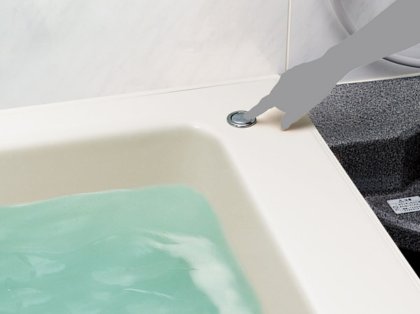 Bathing-wash room.  [Pop-up drain plug] Drainage in the one-touch operation of the press of a plug. No dirt tend to chain, Bathtub of cleaning will also be finished more easily. (Same specifications)
