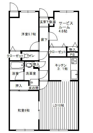 Floor plan. 2LDK + S (storeroom), Price 12.8 million yen, Occupied area 66.77 sq m , Balcony area 12.33 sq m