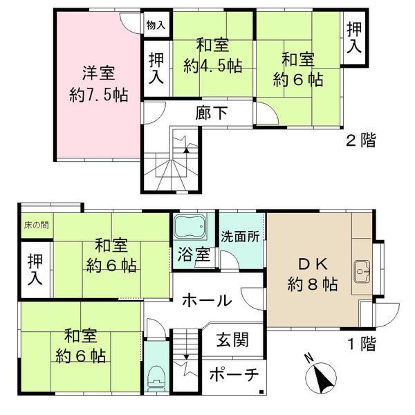 Floor plan. 22.5 million yen, 5DK, Land area 115.98 sq m , Building area 91.91 sq m
