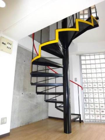 Other room space. Fashionable this spiral staircase