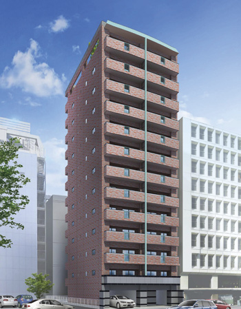 Shared facilities.  [Exterior - Rendering] When not lose the values ​​even, Nichogake total brick tile Ha facade. (Rendering)