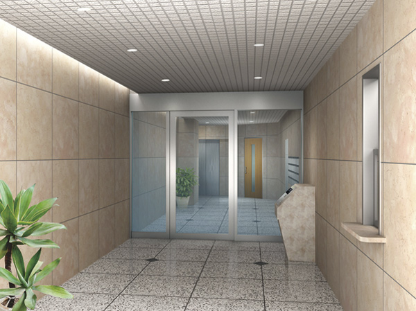 Shared facilities.  [Entrance hall] Entrance and Hall is a sublime space with plenty of natural stone. (Rendering)