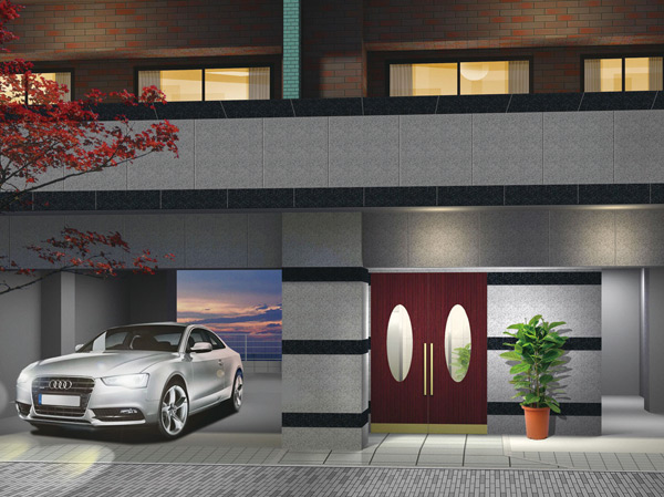 Buildings and facilities. Entrance is worthy of the downtown mansion style. Urban apartment with excellent quality performance and peace of mind of security. Appropriate in the face of the city of residence, With lots elegant natural stone full entrance approach (Rendering). The Entrance, Adopt the auto-lock of good to not plugged directly into the keyhole, "a non-contact key". Such as the monitor with intercom and security camera that looks the figure of visitors, Also give full consideration to security.