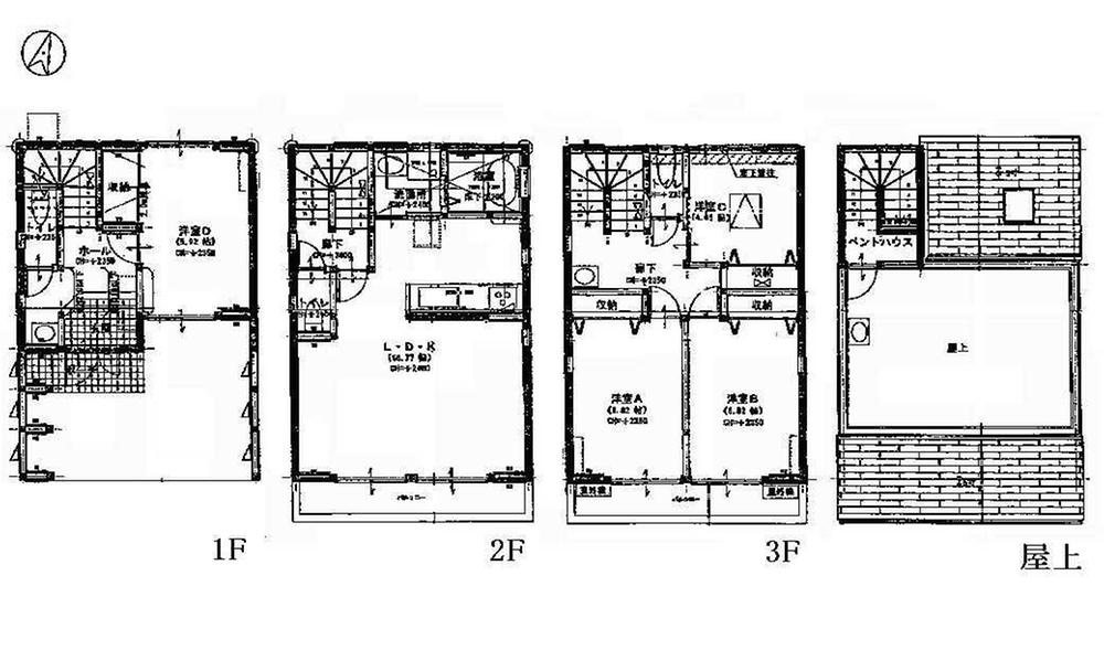 Floor plan. 33,800,000 yen, 4LDK, Land area 70 sq m , Building area 122.1 sq m 1F  5.92 Hiroshi 2F  16.77LDK Wash bathroom toilet 3F   5.82 Hiroshi 5.82 Hiroshi 4 Hiroshi toilet Wash      roof balcony