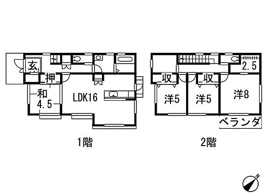 Floor plan. 34,800,000 yen, 4LDK, Land area 167.15 sq m , Building area 101.02 sq m 4LDK
