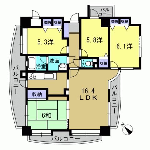 Floor plan. 4LDK, Price 25 million yen, Occupied area 82.59 sq m , Balcony area 18.37 sq m 4LDK