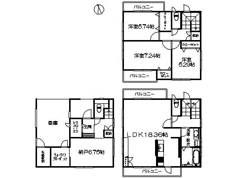 Floor plan. 36,850,000 yen, 3LDK+S, Land area 89.47 sq m , Building area 130.82 sq m