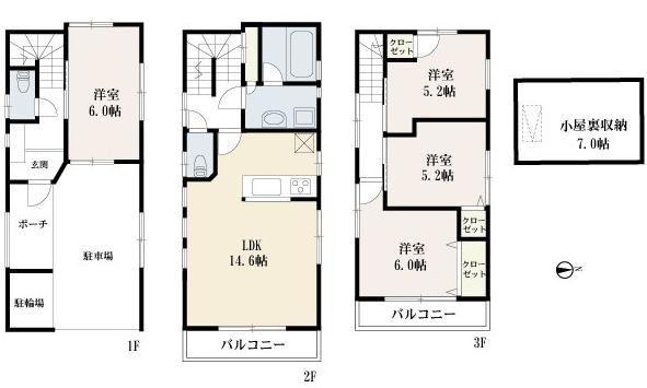Floor plan. 30,980,000 yen, 4LDK, Land area 69.34 sq m , Building area 107.43 sq m