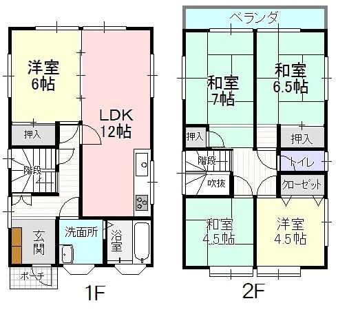 Floor plan. 19,800,000 yen, 5LDK, Land area 100.33 sq m , Building area 97.2 sq m