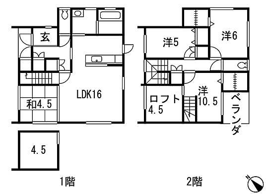 Floor plan. 31,300,000 yen, 4LDK, Land area 121.58 sq m , Building area 105.57 sq m 4LDK