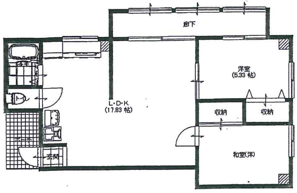 Floor plan. 2LDK, Price 9.5 million yen, Occupied area 55.33 sq m